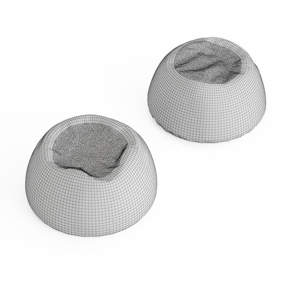 Two Himalayan Faux-Fur Beanbag 3D model_4