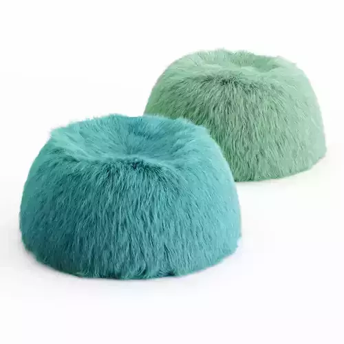 Two Himalayan Faux-Fur Beanbag 3D model