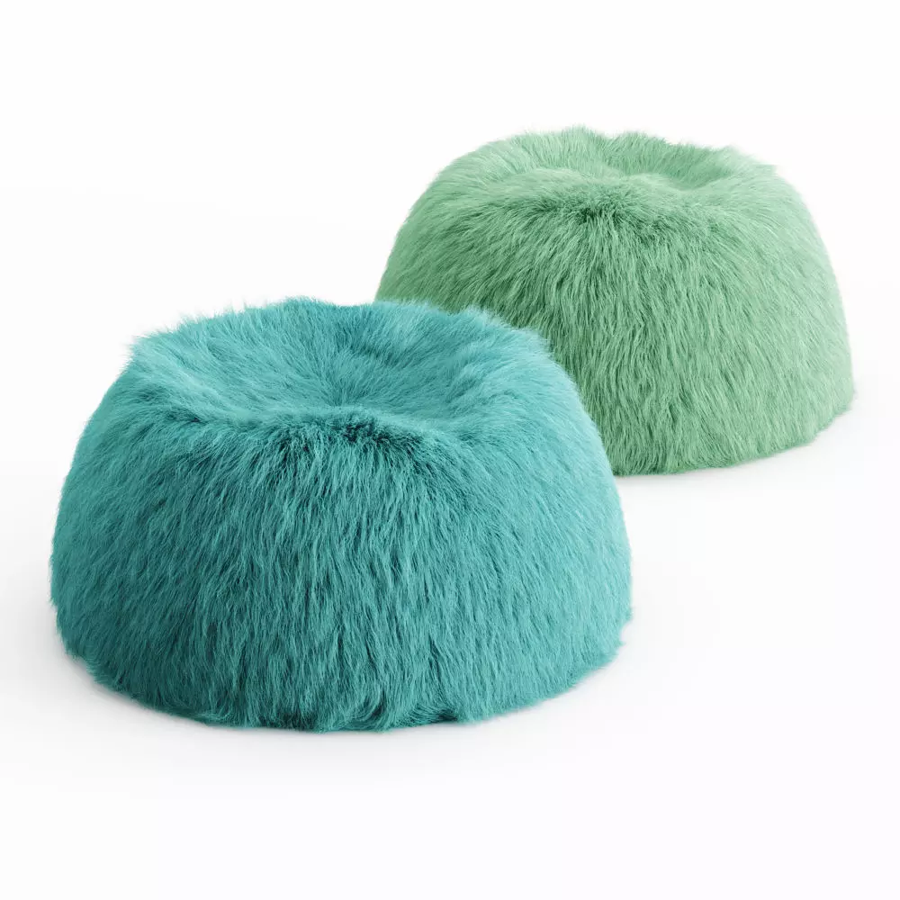 Two Himalayan Faux-Fur Beanbag 3D model_0