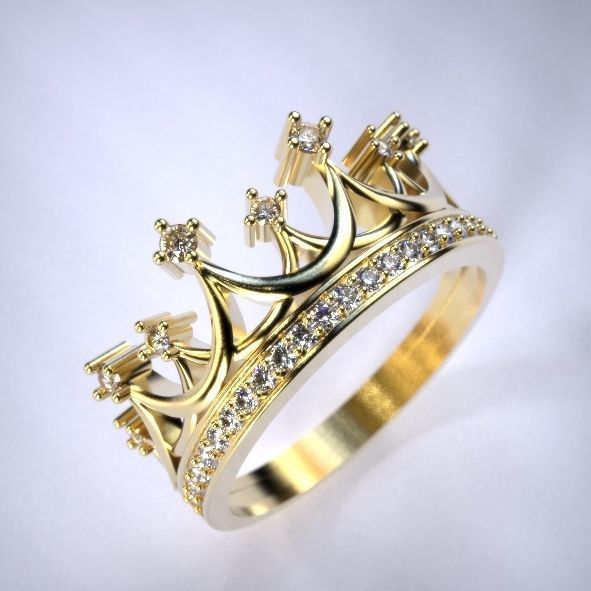 Crown ring Silver Gold  Print 3D print model_2