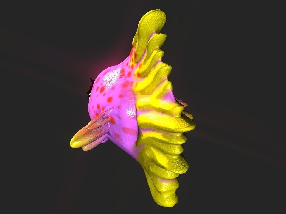 Cartoon gold fin fish lady Low-poly 3D model_2