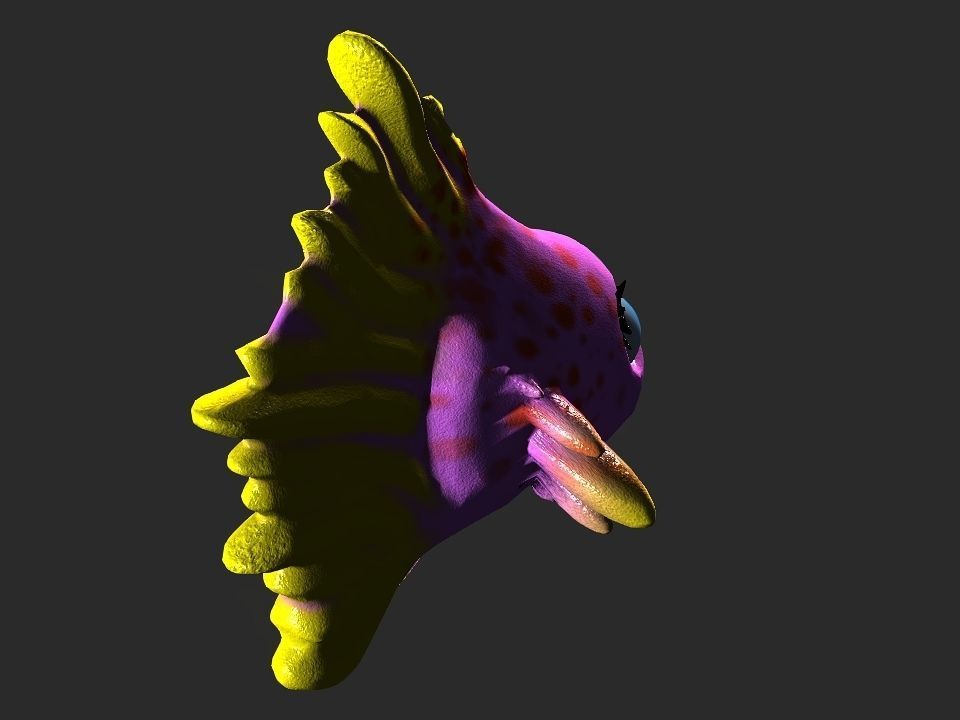 Cartoon gold fin fish lady Low-poly 3D model_13