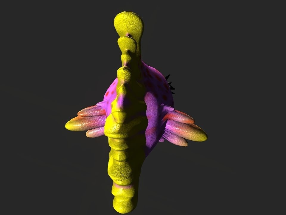 Cartoon gold fin fish lady Low-poly 3D model_12