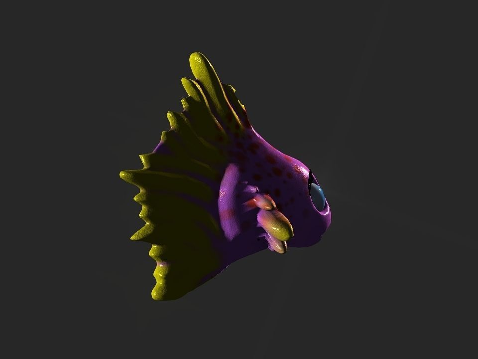 Cartoon gold fin fish lady Low-poly 3D model_30