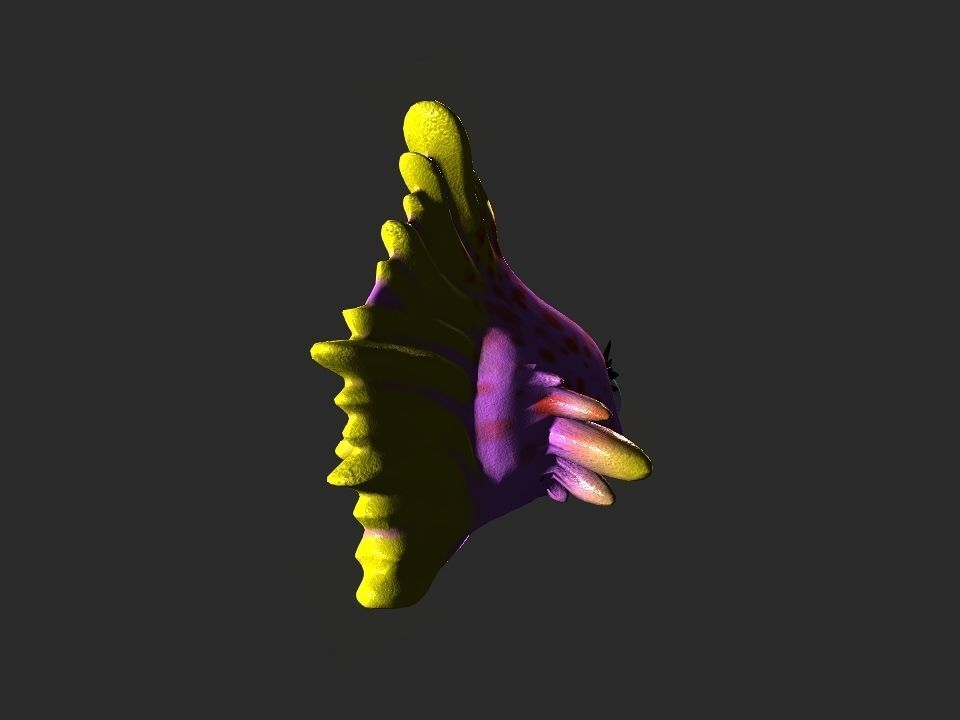 Cartoon gold fin fish lady Low-poly 3D model_28