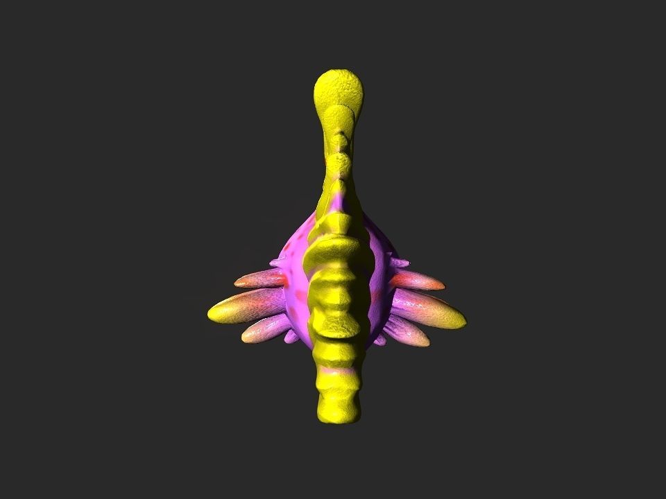 Cartoon gold fin fish lady Low-poly 3D model_29