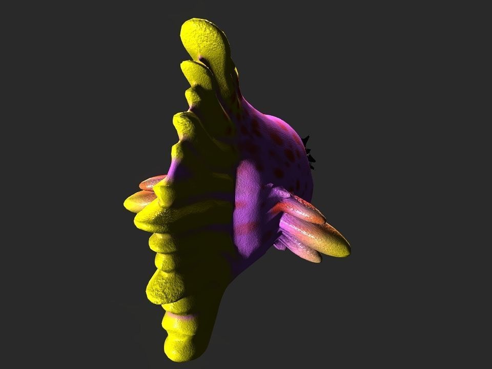 Cartoon gold fin fish lady Low-poly 3D model_10