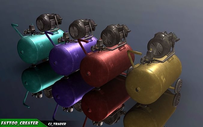 Modular Air Compressor Lowpoly PBR 3D Model Low-poly 3D model