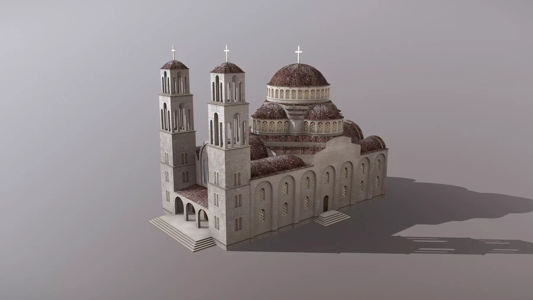 Grand Byzantine Church Low-poly 3D model