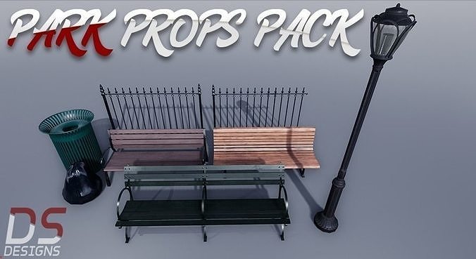 Park Props Pack - UE4 Game Ready Low-poly 3D model