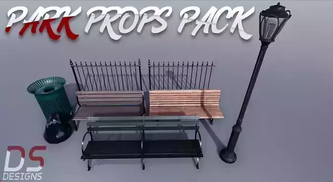 Park Props Pack - UE4 Game Ready Low-poly 3D model