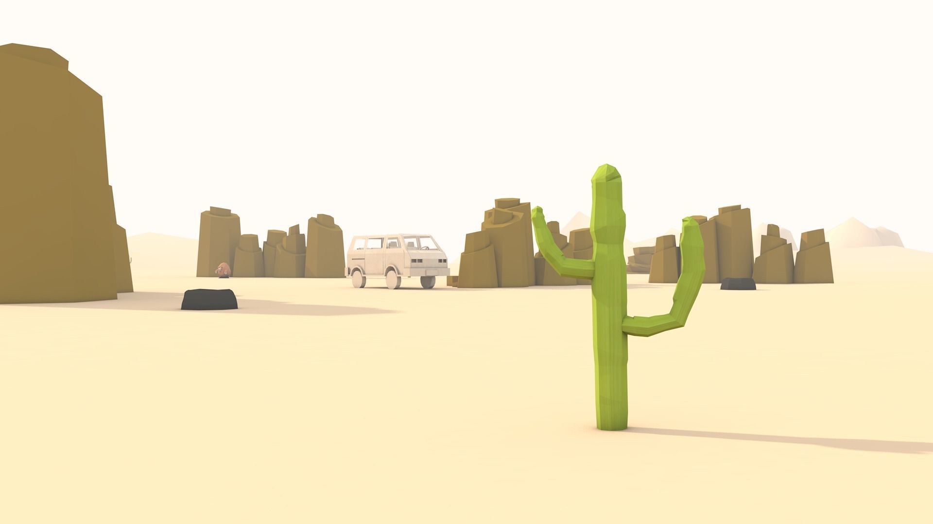 desert scene Low-poly 3D model_4