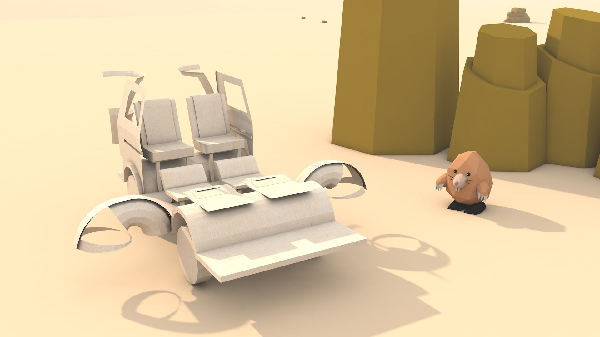 desert scene Low-poly 3D model_5