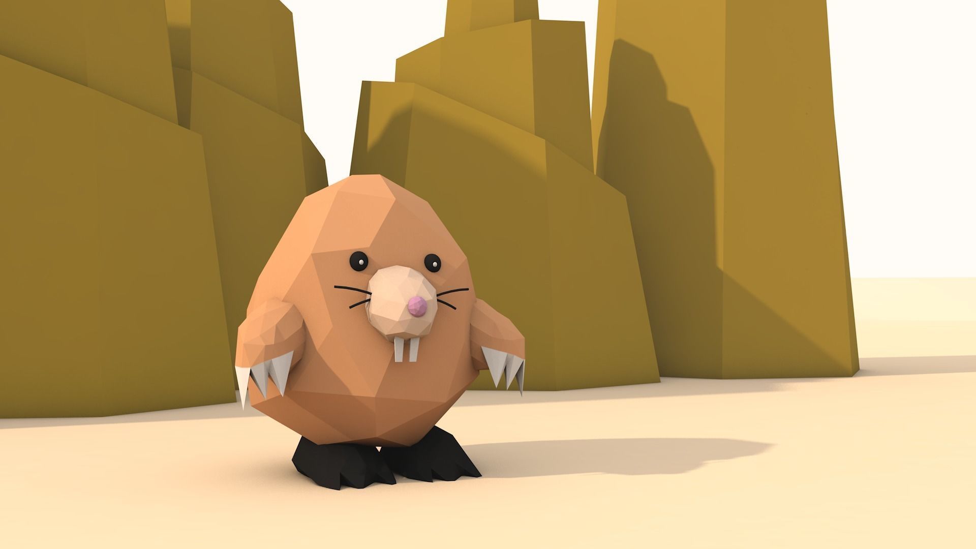 desert scene Low-poly 3D model_3