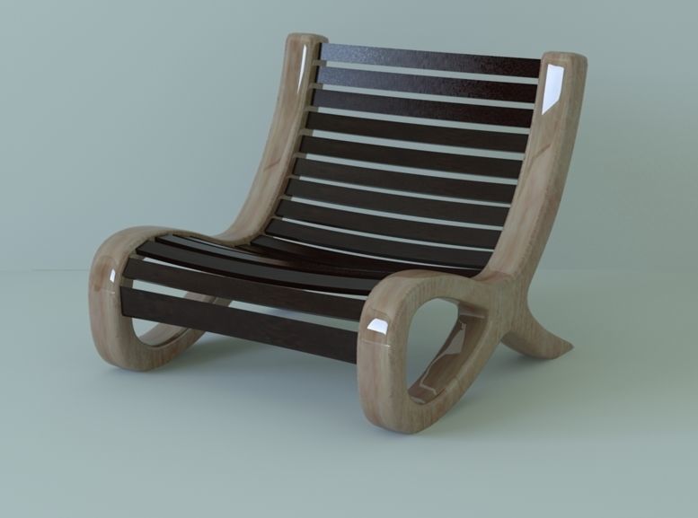 Chair with ottoman Low-poly 3D model_1