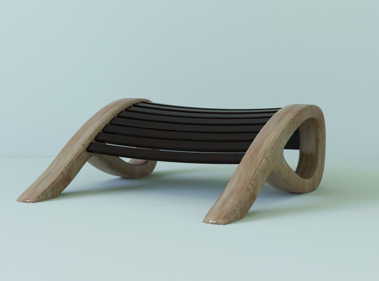 Chair with ottoman Low-poly 3D model_11