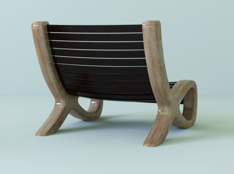 Chair with ottoman Low-poly 3D model_9
