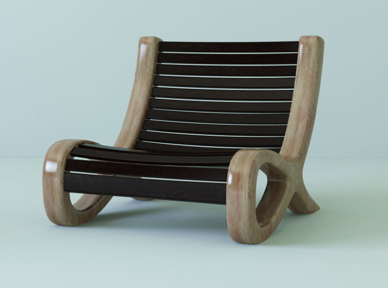 Chair with ottoman Low-poly 3D model_7