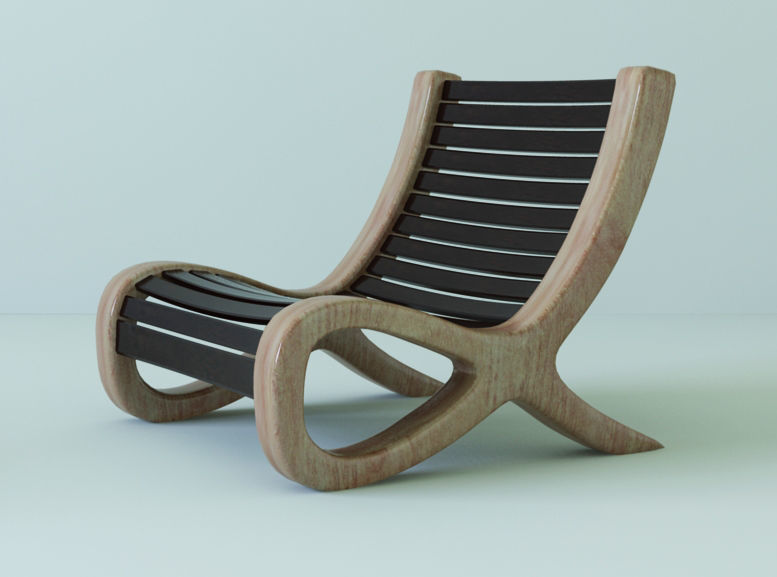 Chair with ottoman Low-poly 3D model_6