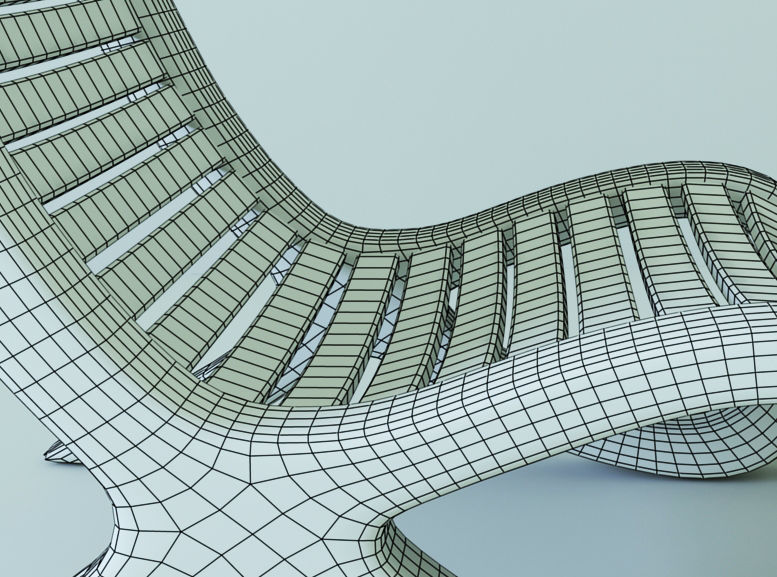 Chair with ottoman Low-poly 3D model_5