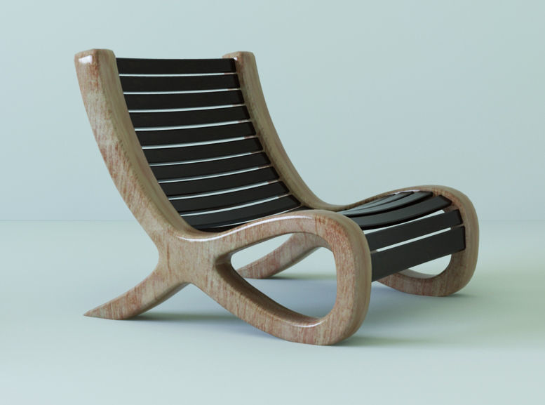 Chair with ottoman Low-poly 3D model_8