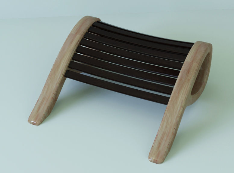 Chair with ottoman Low-poly 3D model_2