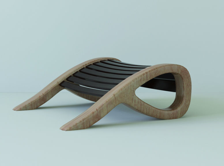 Chair with ottoman Low-poly 3D model_10