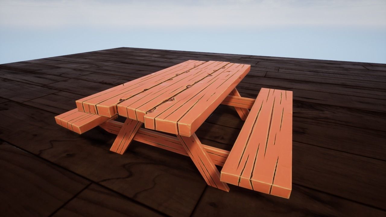 Table Set 02 Low-poly 3D model_5