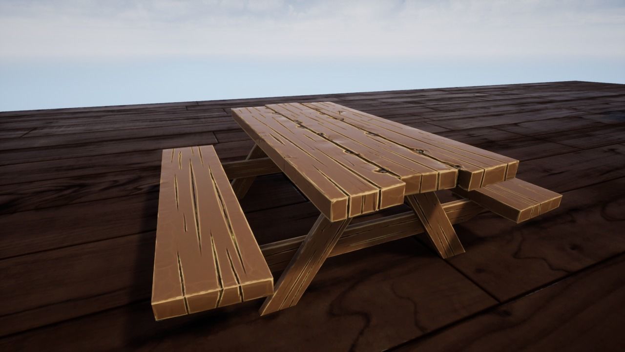 Table Set 02 Low-poly 3D model_4