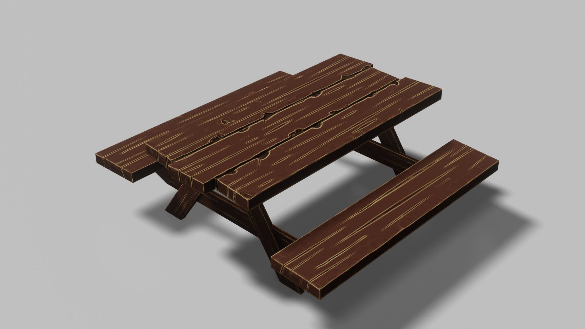Table Set 02 Low-poly 3D model_2
