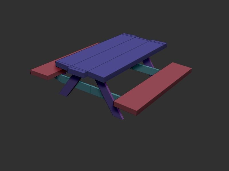Table Set 02 Low-poly 3D model_3