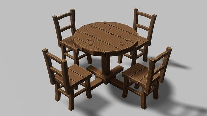 Table Set 04 Low-poly 3D model