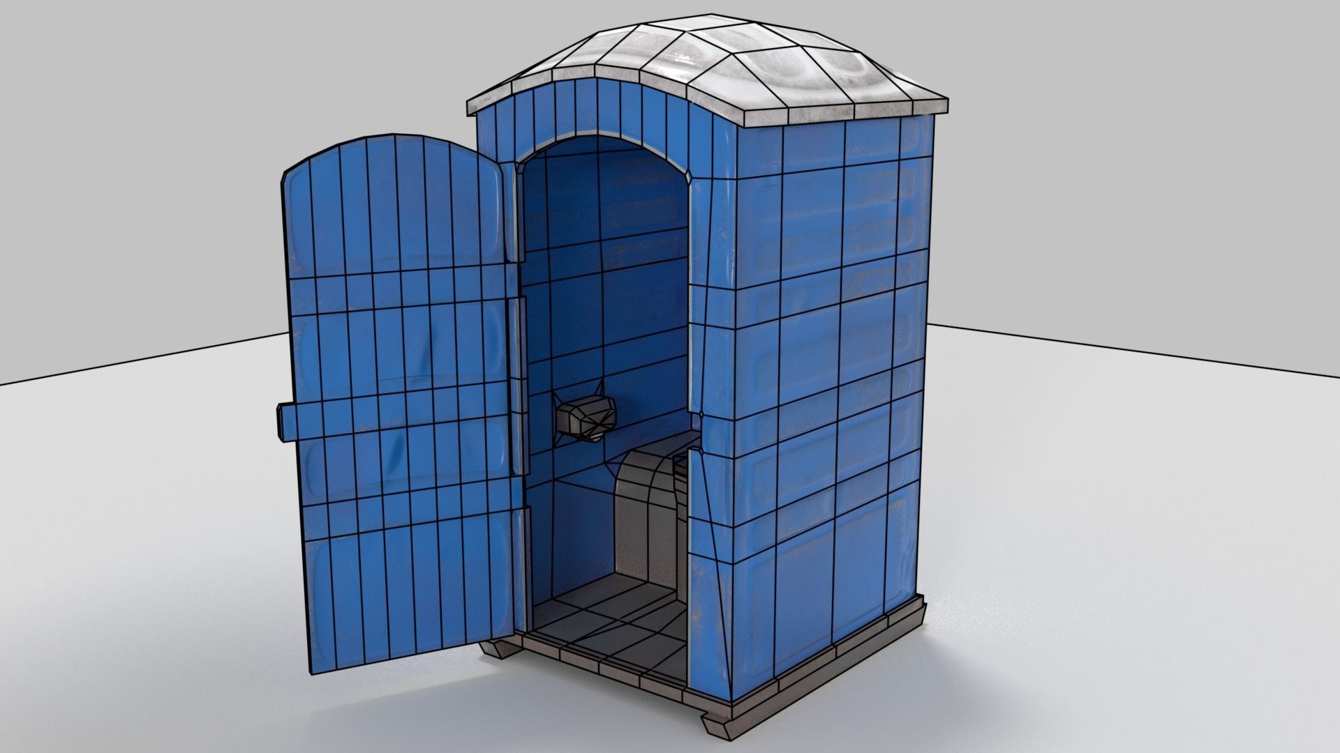 Portaloo low poly public toilet Low-poly 3D model_7