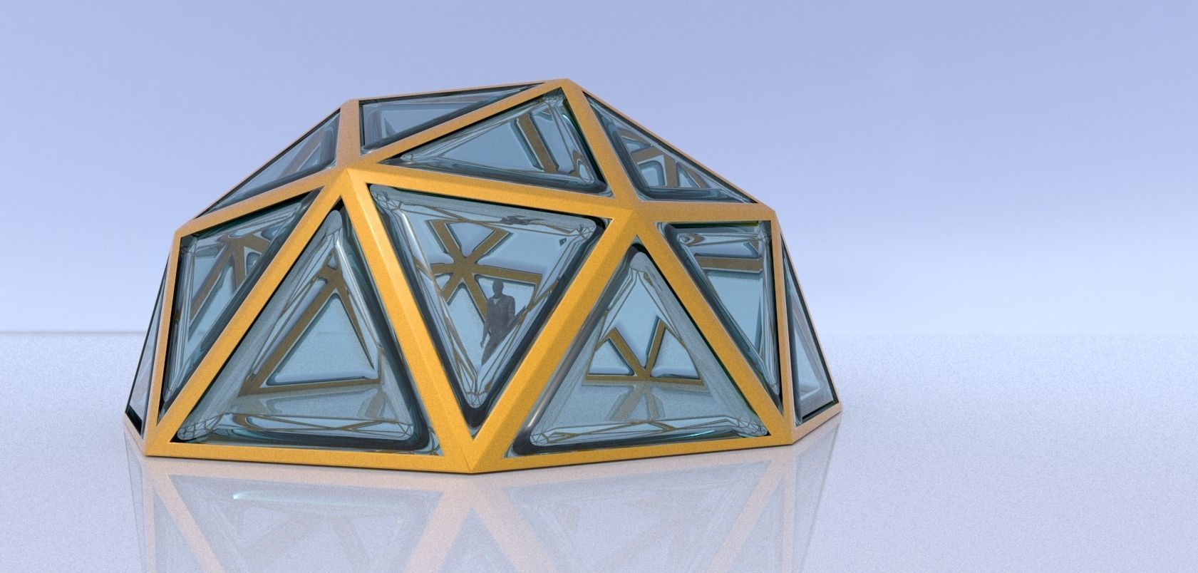 Geodesic dome structure with frame and glass panels 3D model_5