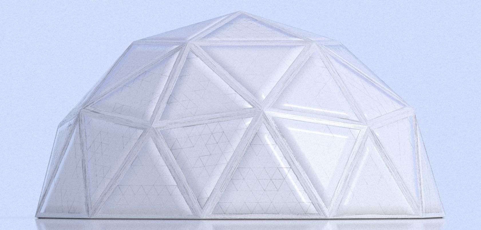 Geodesic dome structure with frame and glass panels 3D model_18