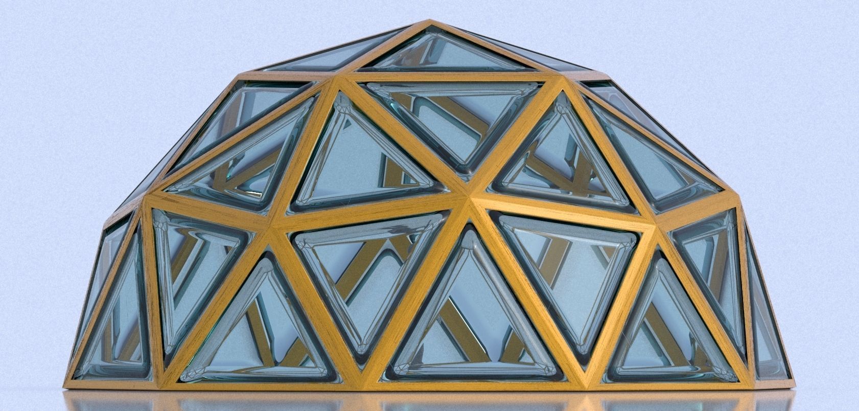 Geodesic dome structure with frame and glass panels 3D model_7