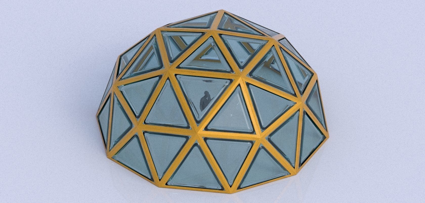 Geodesic dome structure with frame and glass panels 3D model_8