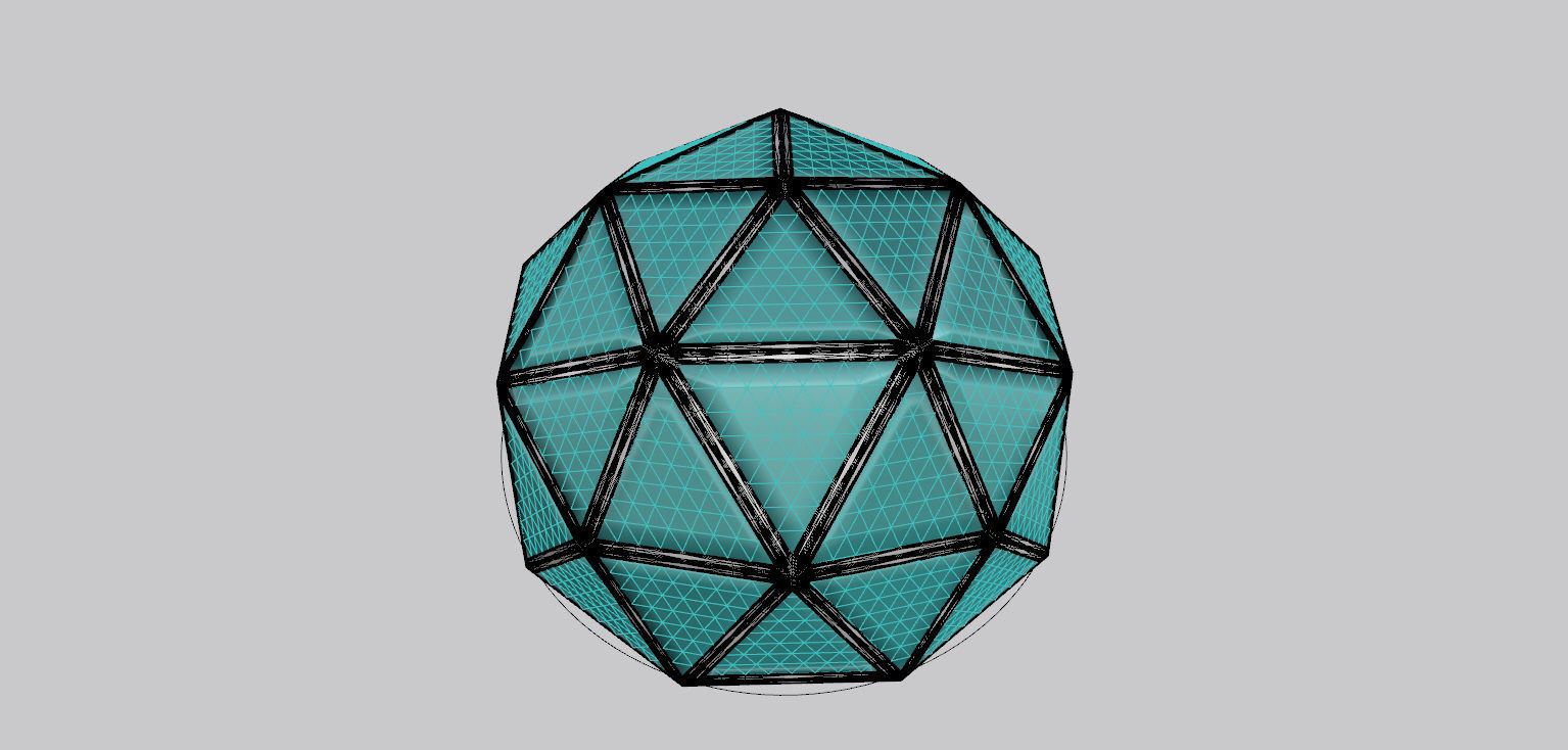 Geodesic dome structure with frame and glass panels 3D model_27
