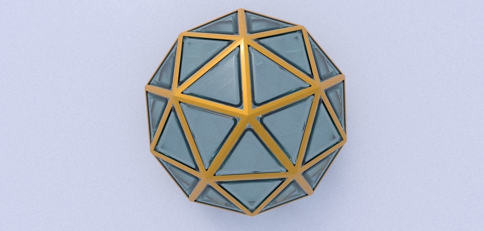 Geodesic dome structure with frame and glass panels 3D model_10