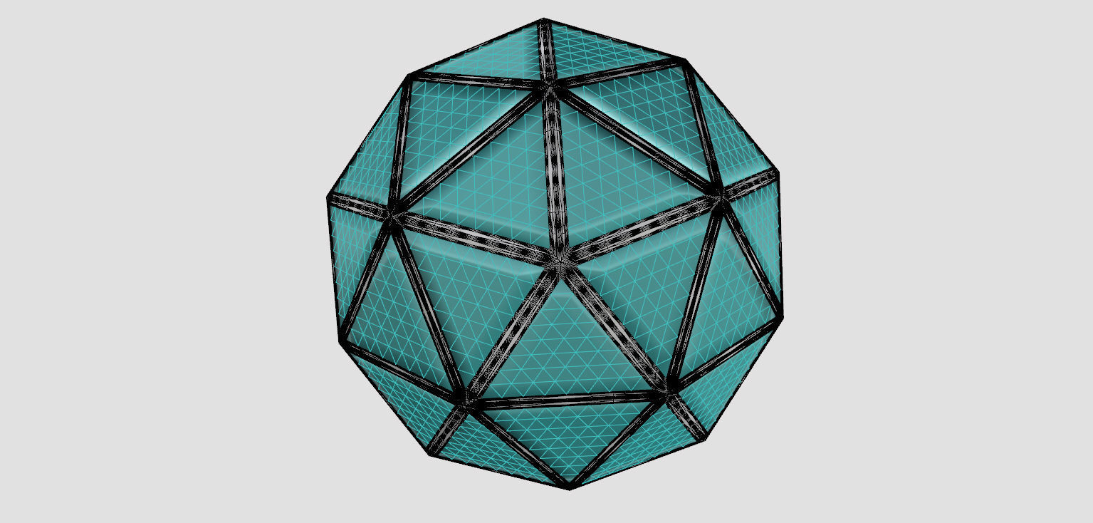 Geodesic dome structure with frame and glass panels 3D model_20
