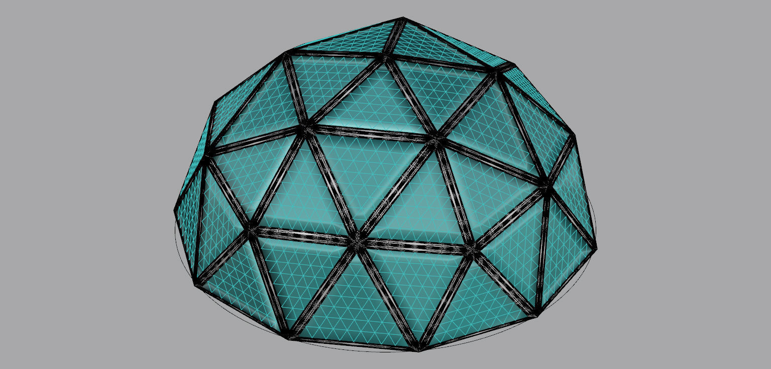 Geodesic dome structure with frame and glass panels 3D model_29