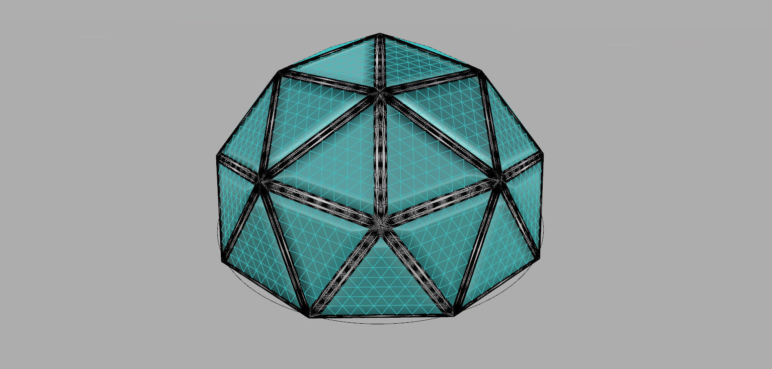 Geodesic dome structure with frame and glass panels 3D model_22
