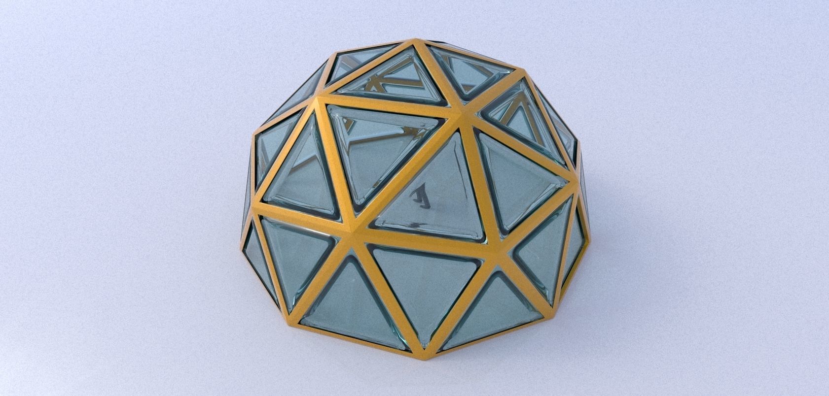 Geodesic dome structure with frame and glass panels 3D model_9
