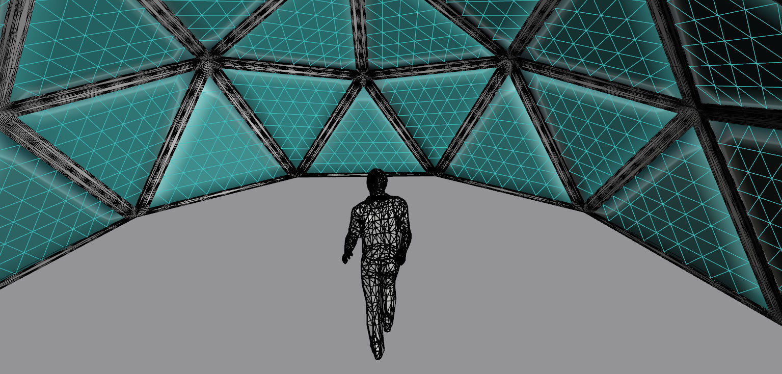 Geodesic dome structure with frame and glass panels 3D model_28