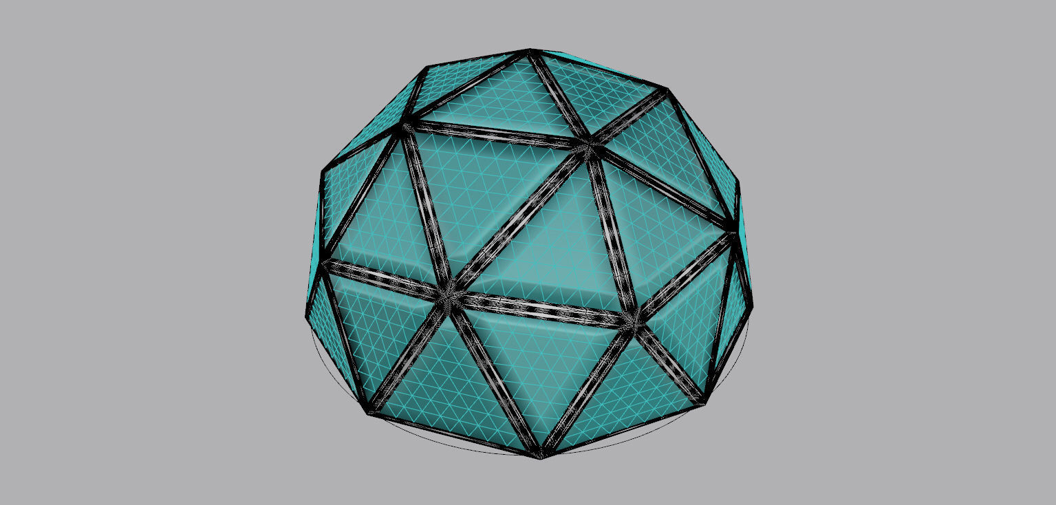 Geodesic dome structure with frame and glass panels 3D model_25