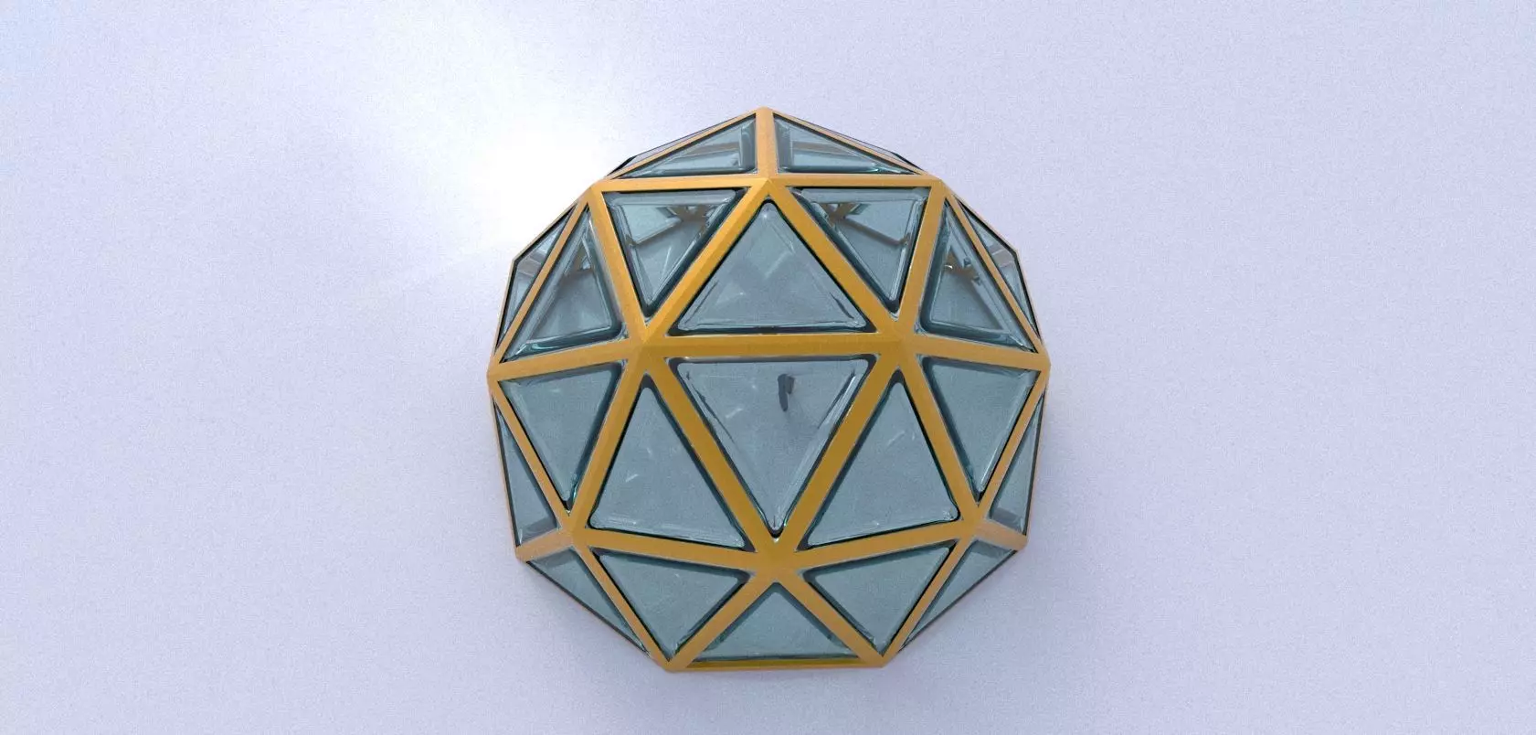 Geodesic dome structure with frame and glass panels 3D model_0