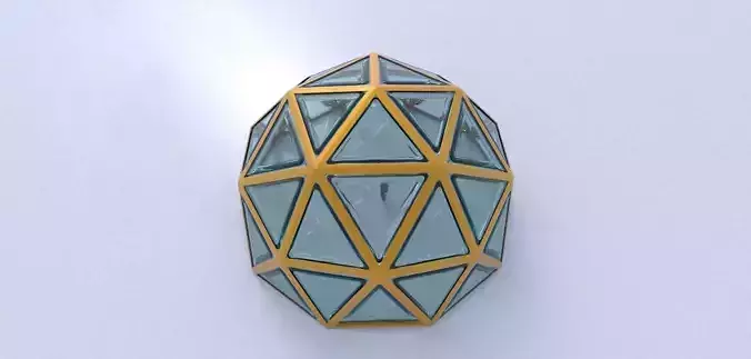 Geodesic dome structure with frame and glass panels 3D model