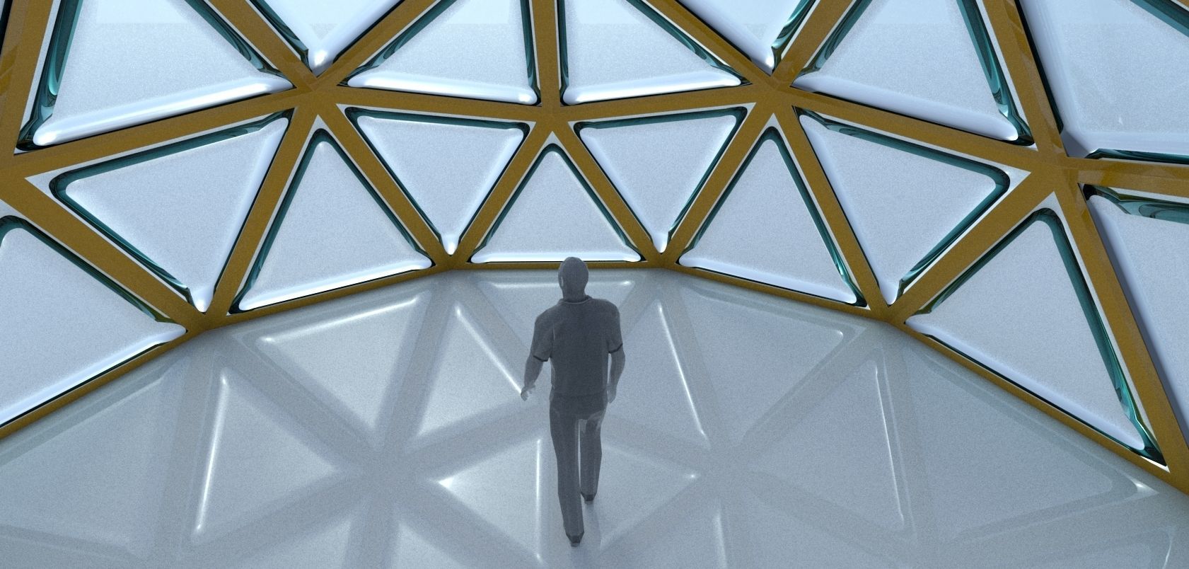 Geodesic dome structure with frame and glass panels 3D model_11