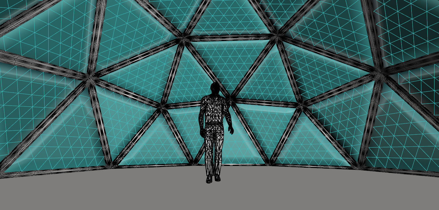 Geodesic dome structure with frame and glass panels 3D model_26