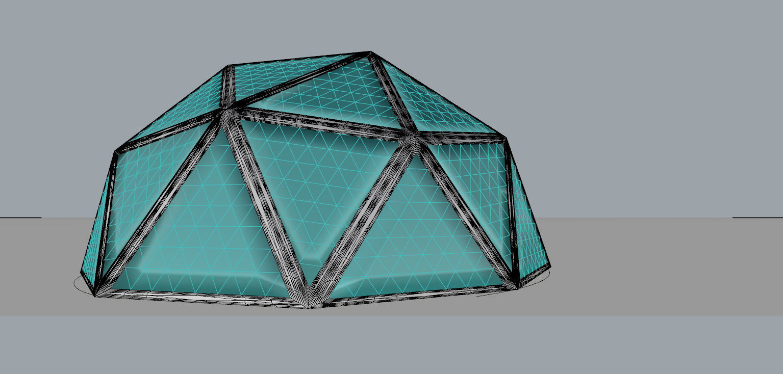 Geodesic dome structure with frame and glass panels 3D model_24